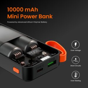 Portronics Ampbox 10K 10000 mAh Power Bank with 22.5W Fast Charging, Digital Display, Dual Output