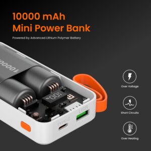 Portronics Ampbox 10K 10000 mAh Power Bank with 22.5W Fast Charging, Digital Display white