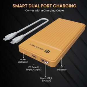 Portronics Luxcell B 10K 10000 mAh 22.5W Fast charging Power Bank, Ultra Slim Power Bank with Mach USB-A Output