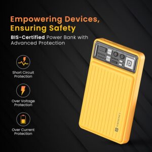 Portronics Luxcell Wireless Mini 10k 10000mAh 15W Magnetic Wireless Fast Charging Smallest Power Bank yellow